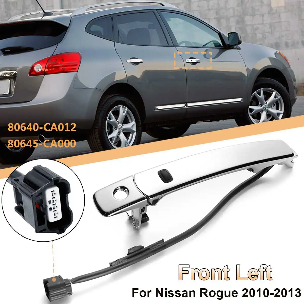 For 2010-2013 Nissan Rogue Car Front Left Outside Chrome Door Handle Smart Entry