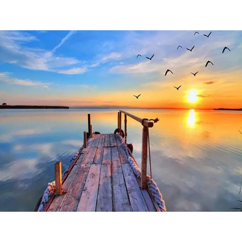 

5D DIY Diamond Painting Sunset Landschap Cross stitch Full Square Diamond Embroidery Mosaic Rhinestone Picture Home decor Gift