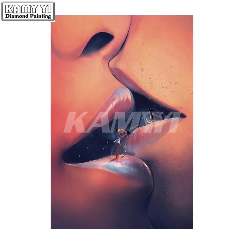 diy 5D Diamond painting Couple lover kiss Pattern Full Square Drill 3d Diamond Painting Diamond Embroidery home decor_