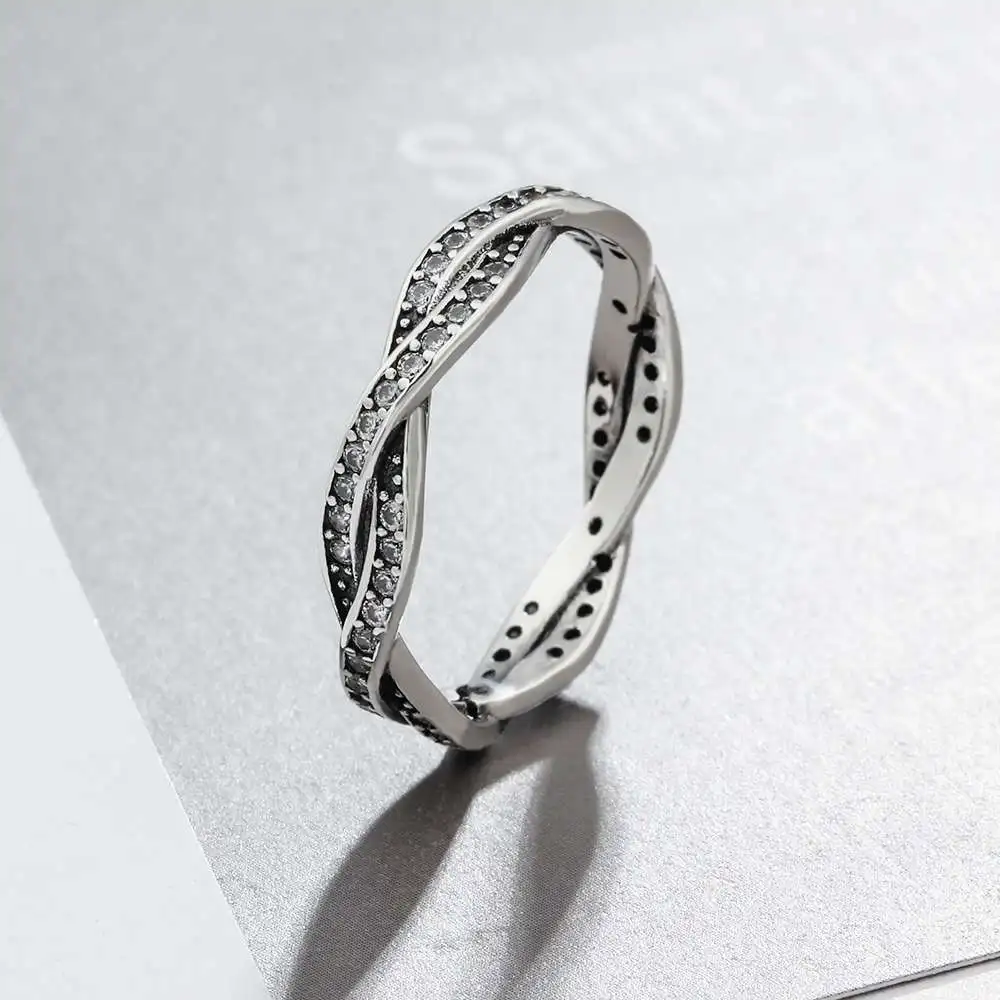 Твердые 925 пробы серебряные женские кольца обмотки формы кольца для женщин вечерние ювелирные изделия(JewelOra RI102854