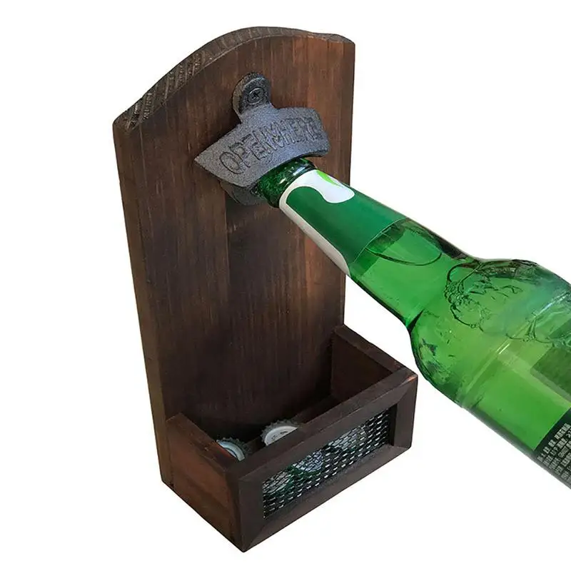 Новинка, деревянная винтажная открывалка для пива, настенная открывашка для пива, открывалка для бутылок
