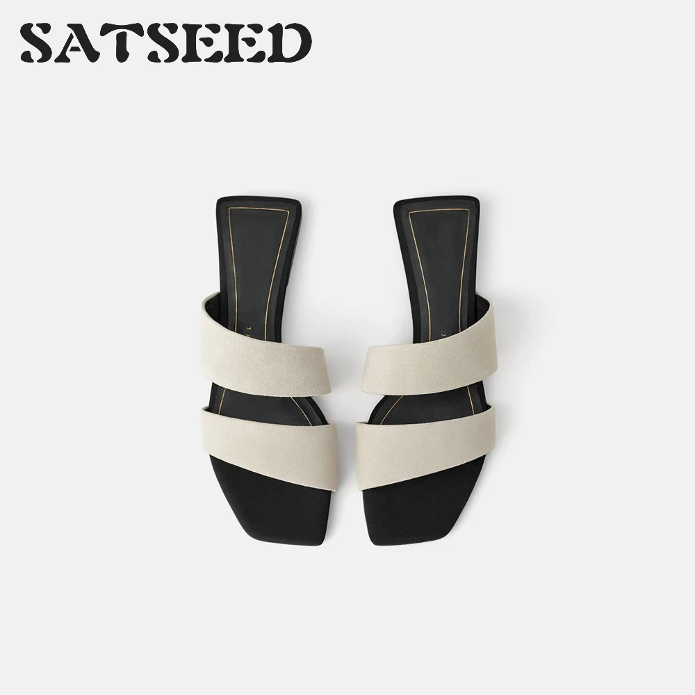 

Women's Head Flat-bottomed Cow Leather Slippers Women 2019 New Style Women's ShoesSlip-on Flat and Cool Slippers