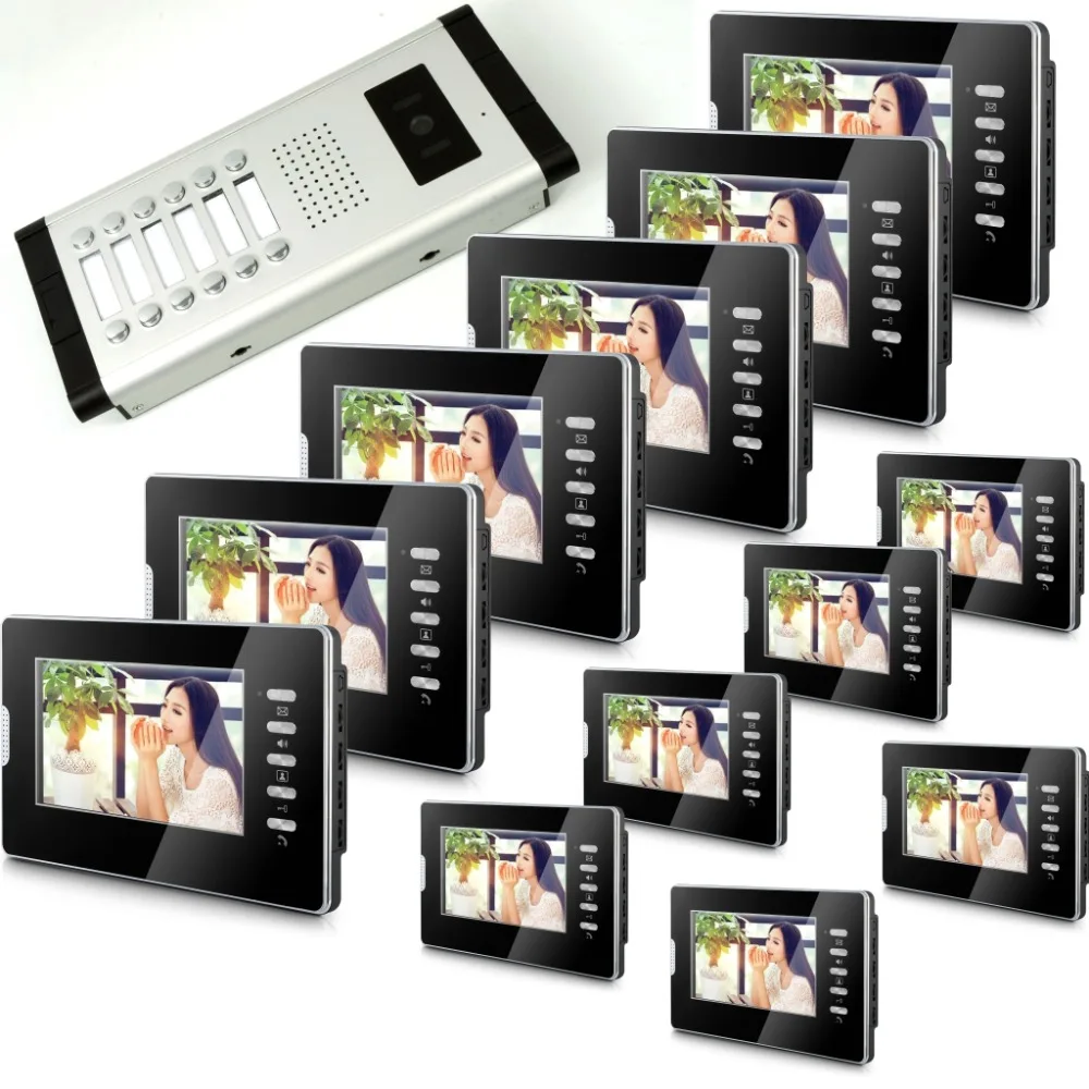 SmartYIBA 7 дюймов Цвет мониторы поверхностного монтажа HD Камера телефон видео домофон Системы Поддержка мониторинга разблокировать-черный