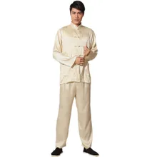 Nuevo Satén Rayón Traje de Kung Fu Chino Tradicional de Los Hombres Largo de La Vendimia manga Tai Chi Wushu Uniforme Ropa Ml XL XXL 3XL L070614