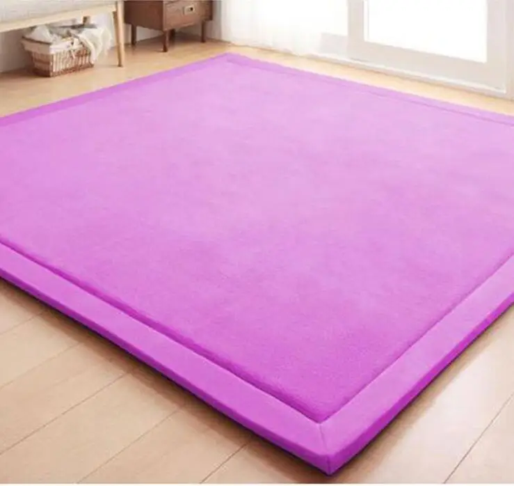 Thick 3CM Coral Fleece Velvet mat bedroom carpet Baby play mat living room bed rug large size Kid mat - Цвет: purple