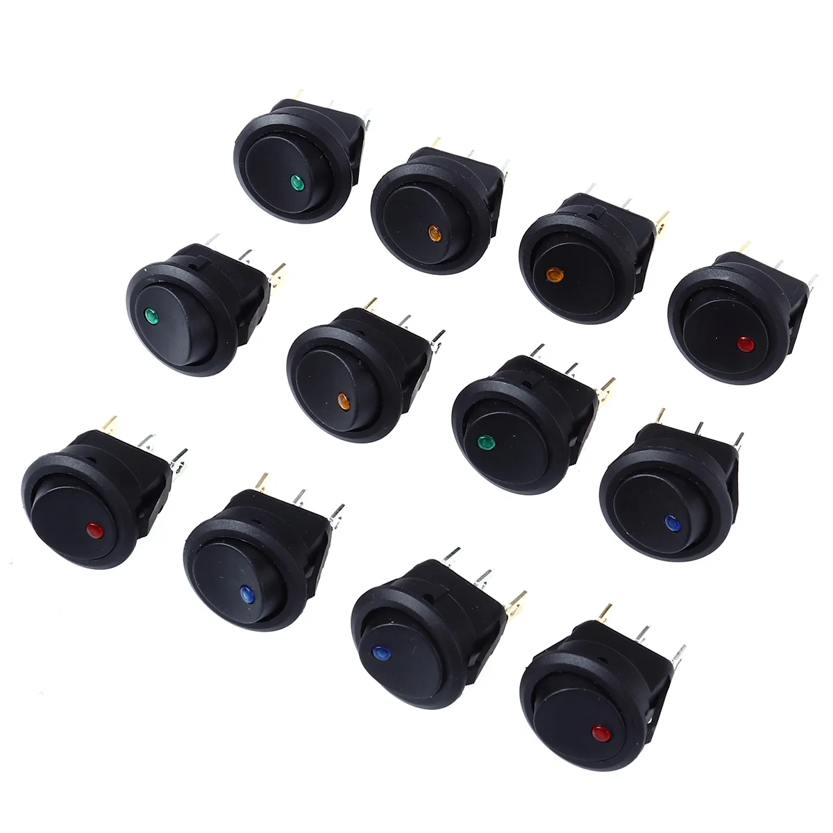 

12PCS 12V 20A Car Switch Rocker Toggle LED Switch SPST On-Off Control with 4 Color Bulbs Button Switch For Car Truck RV