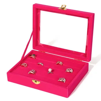 

Small Ring Jewelry Box Glass Cover Ring Storage Box Stud Earring Box Wheel Stud Earring Jewelry Holder Accessories Display Rack