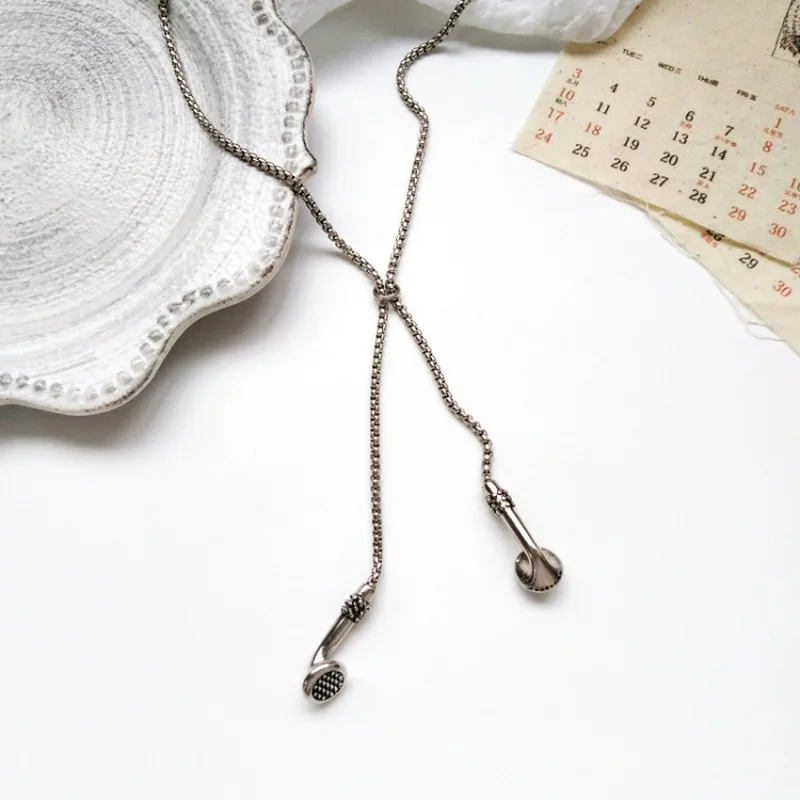 

European and American Hipster Hip Hop Metal Texture Necklace Creative Personality Earphone Pendant Jewelry Accessories