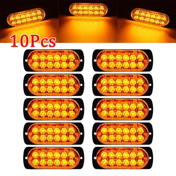 

10pcs Car 12-LED Amber Urgent Warning Light Kit Bar 12V 6500K Truck Urgent Warning Fog Working Light Lamp 6500K