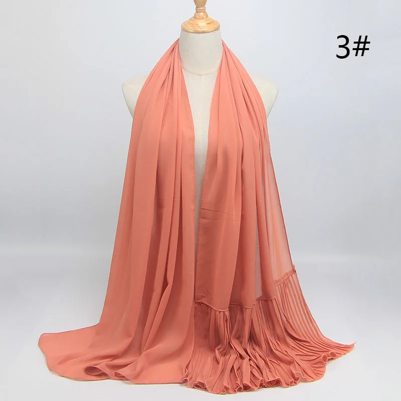 COLOR3 no pearl Длинный шарф в стиле пэчворк, популярный шифоновый шарф с пузырьками, хиджаб с жемчужной складкой, шарф с швом, мусульманские шарфы - Цвет: COLOR3 no pearl