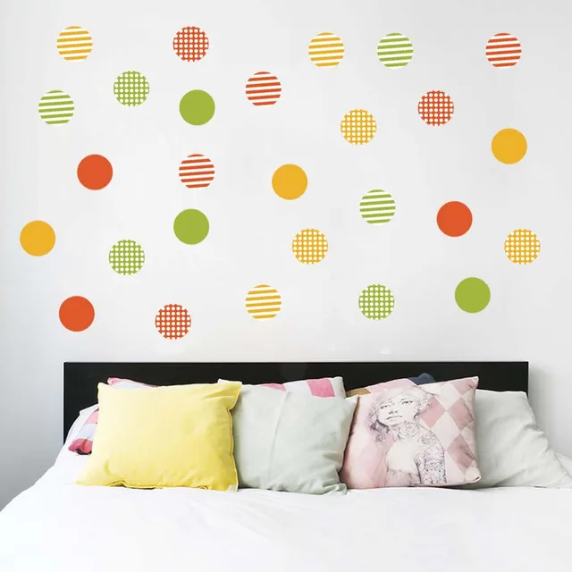 multi color confetti polka dots circles wall stickers rain bow