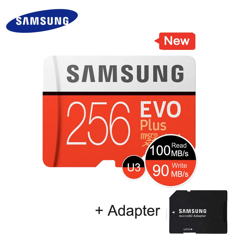 Карта памяти MicroSD SAMSUNG EVO Plus Class10 слот для карт памяти micro sd 256 ГБ 95 МБ/с. Водонепроницаемый TF Memoria Sim карту Транс Микро карта для смартфона 256 ГБ