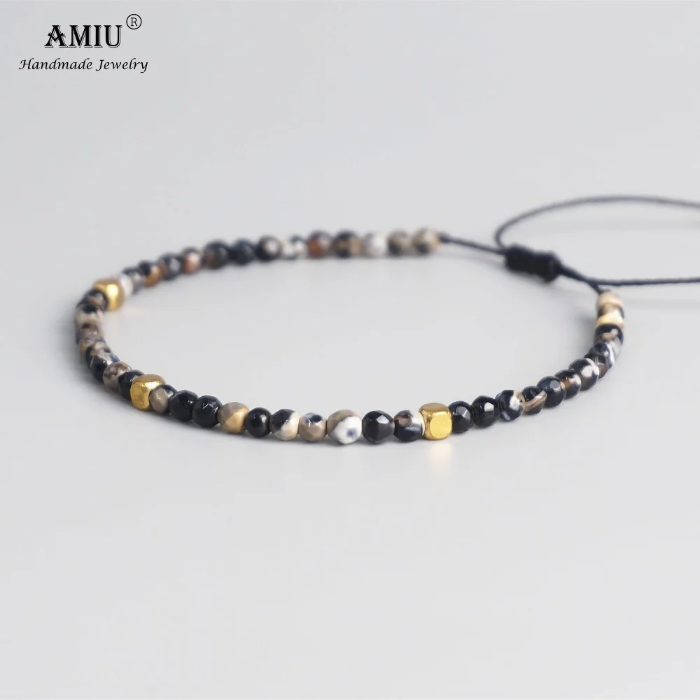 AMIU 3 мм бусины из натурального камня Тибетский камень стрейч браслет для мужчин и женщин Йога чакра хрустальные бусины браслеты