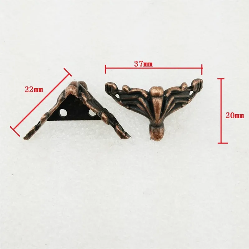 

Zinc Alloy Red Antique Tone Jewelry Gift Box Wood Case Deco Carving Corner Protector Bronze Tone,37*20mm,2Pcs