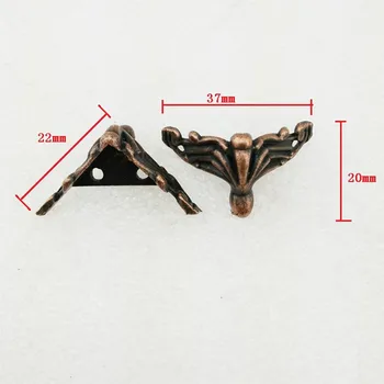 

Zinc Alloy Red Antique Tone Jewelry Gift Box Wood Case Deco Carving Corner Protector Bronze Tone,37*20mm,2Pcs