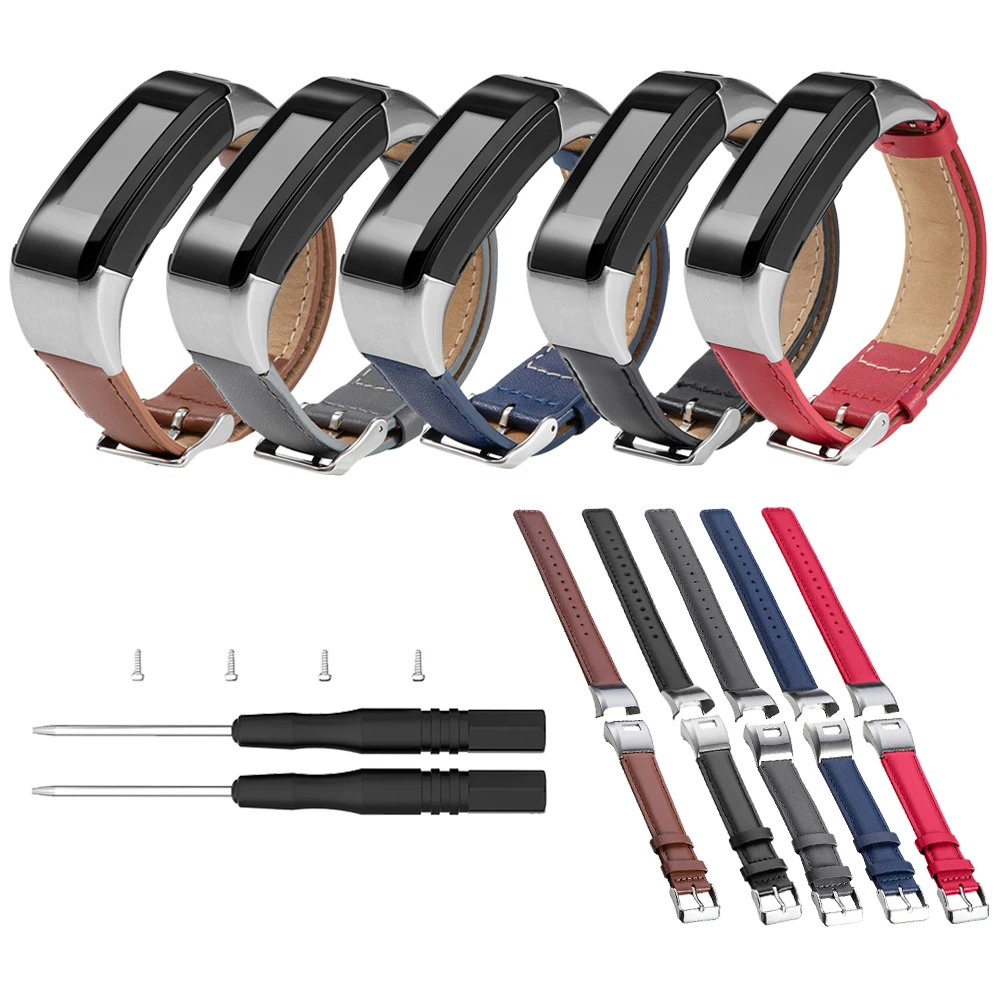 

Leather Strap Band Wrist Strap Replacement Accessories Smart Watch Band Bracelet withTools for Garmin Vivosmart HR + Wristband