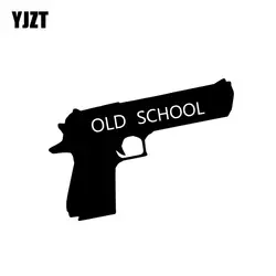 YJZT 12,5 см * 9,7 см Старая школа опасности пистолет виниловая наклейка персональный автомобиль стикер черный серебряный C10-01090