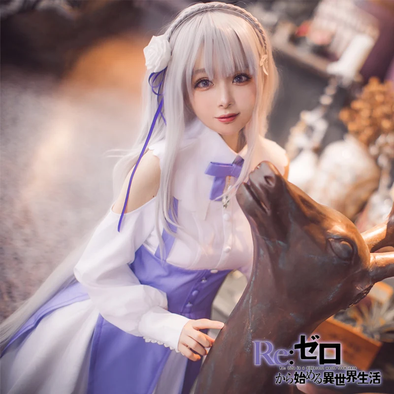 Аниме! Re: Life in a different world of zero Memory Snow Emiria новый костюм милое платье униформа косплей