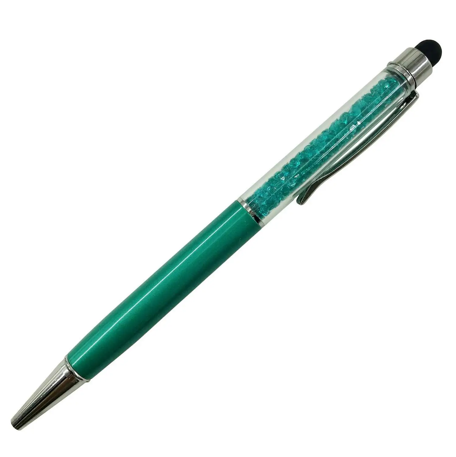 100 шт Выгравированная кристальная ручка-стилус со стразами шариковые ручки сенсорная ручка Персонализированные Свадебные сувениры индивидуальные рекламные подарки - Цвет: Aqua green