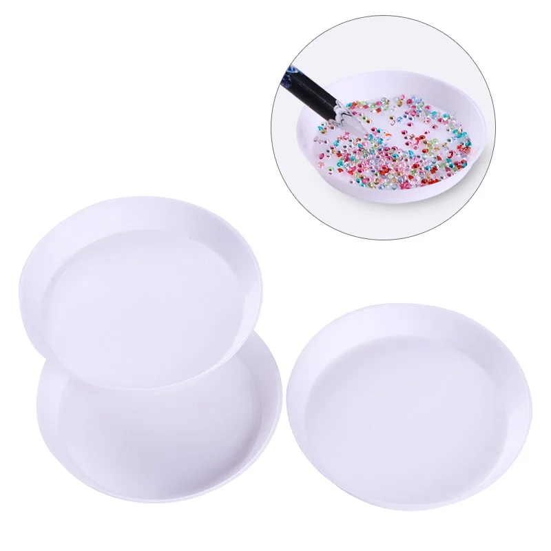 

10pcs/Set Circular Plate Storage Box Beads Rhinestones 3D Decoration Display Manicure Nail Art Practice Organizer Tool