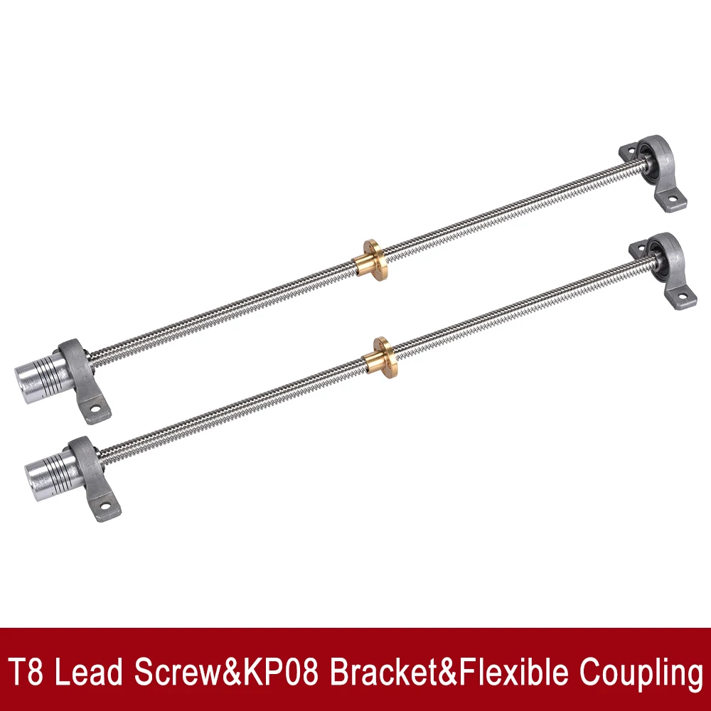 Coupler Pillow Bearing Block for 3D Printer BIQU Equipment T8 8mm Lead Screw Set Lead Screw 330mm+ Copper Nut 330mm Lead Screw Set