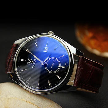 

YAZOLE Business Men's Watches Luxury Rose Gold Large Dial Mens Watch Leather Luminous Clock relogio masculino reloj hombre