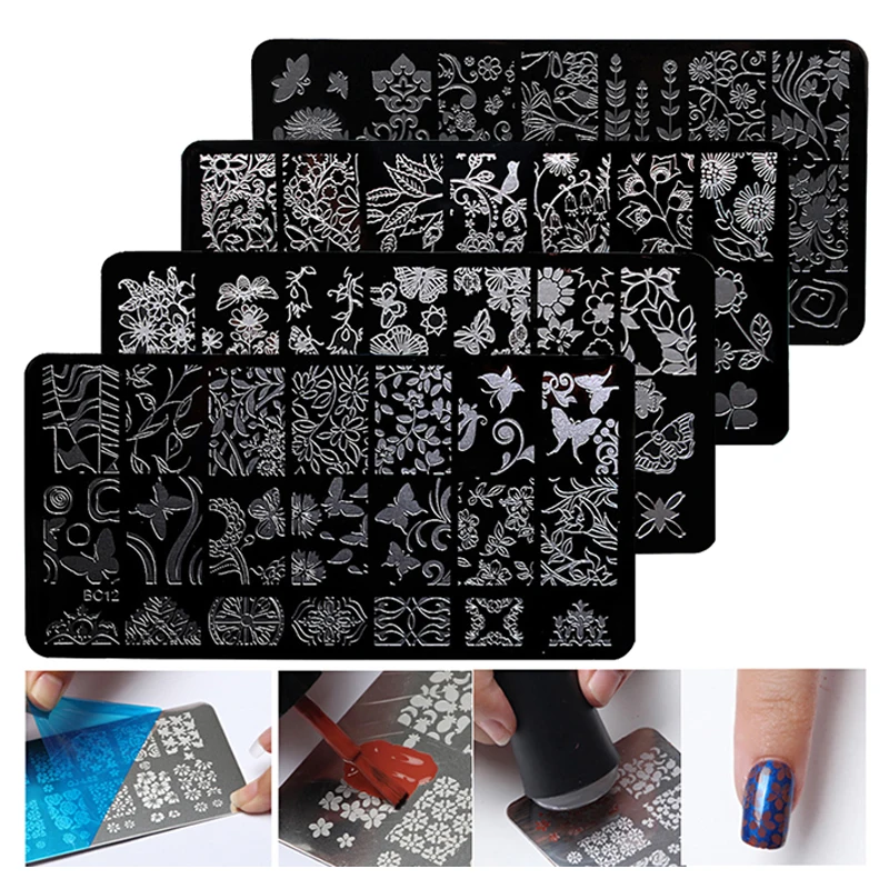 New Arrival 12*6cm DIY Template Nail Art Scraper Steel Stencils Beauty ...