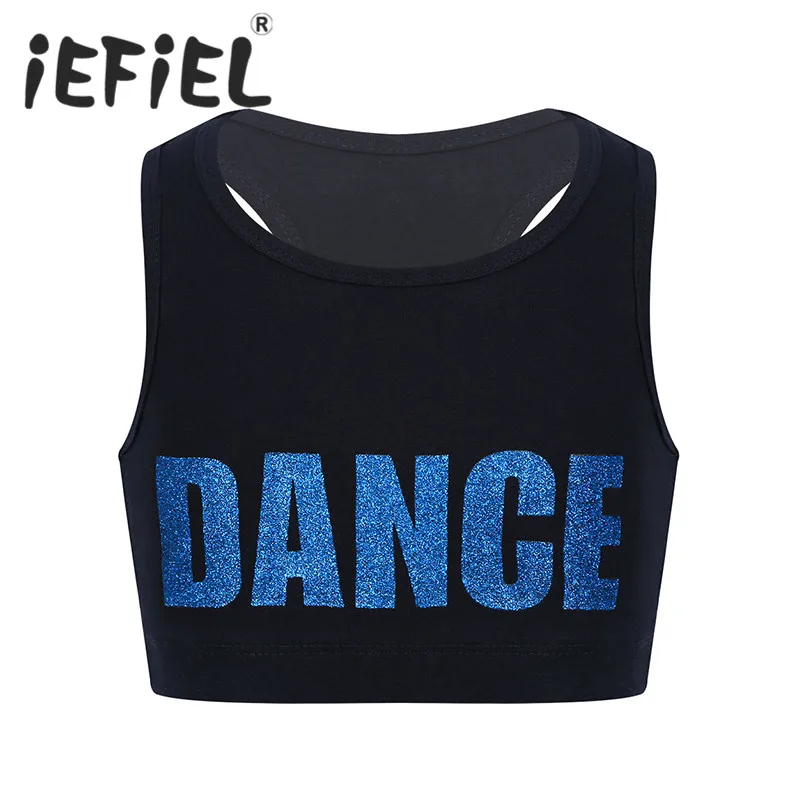 Kids Girls Glittery Sequin Halter Bra Top Crop Top for Ballet Dance Stage 6-14Y