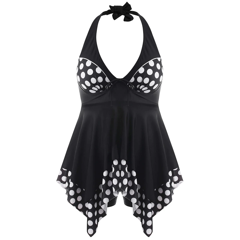 Plus Size Backless Polka Dot Tankini Swimsuit Bathing Suit Women