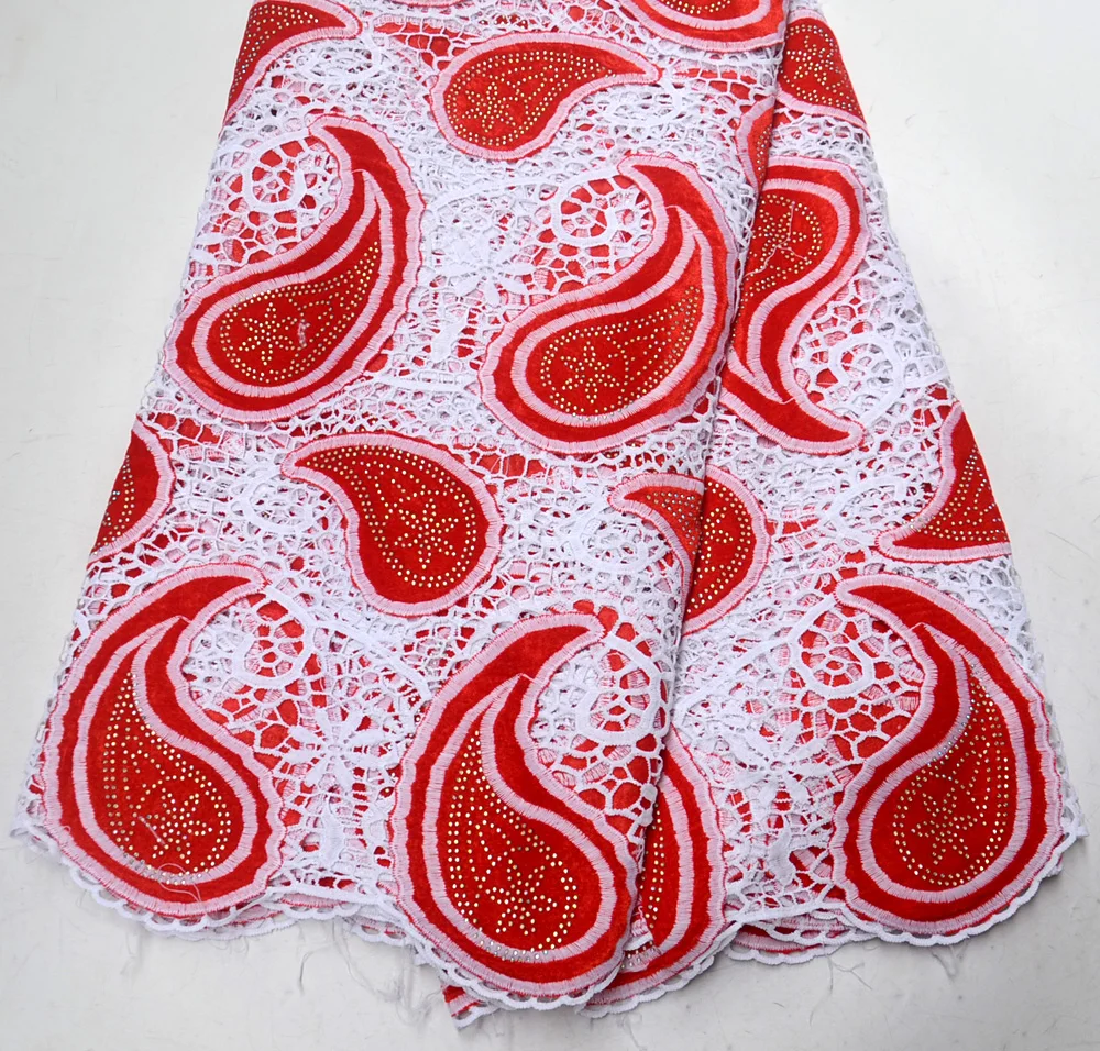 red guipure lace fabric
