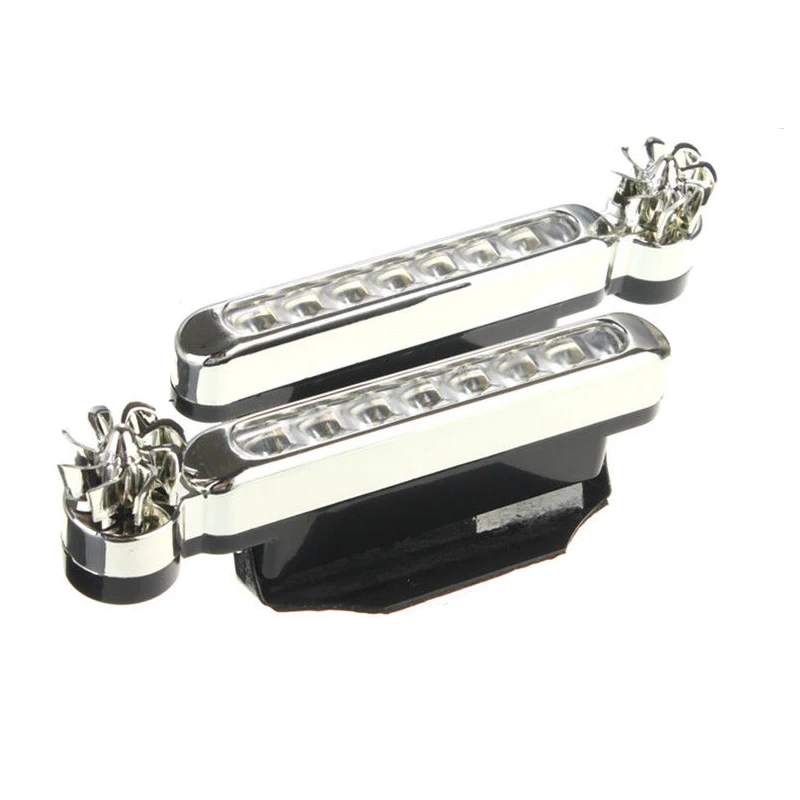 2x Wind Powered 8 LED Car DRL Daytime Running Light Fog Head Lamp Bulb White 12V