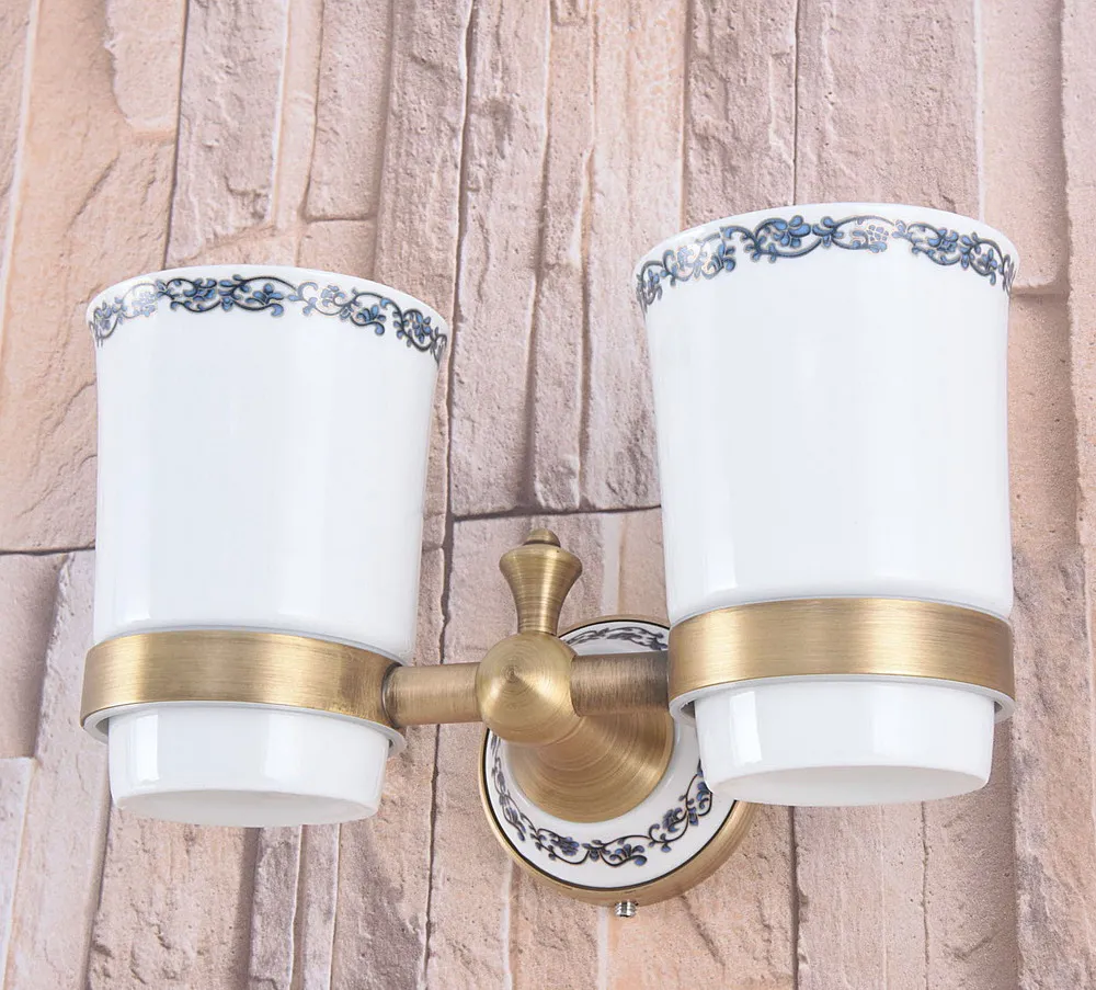 Настенный винтажный Ретро античный латунный держатель для зубной щетки ванной