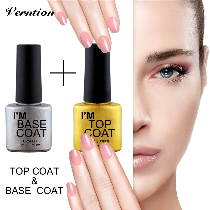 

Verntion New Products 8 Ml Top Base Coat Nail Primer for Manicure Gel Polish Non Cleansing Soak Off Led Uv Nail Art Gel Lacquer