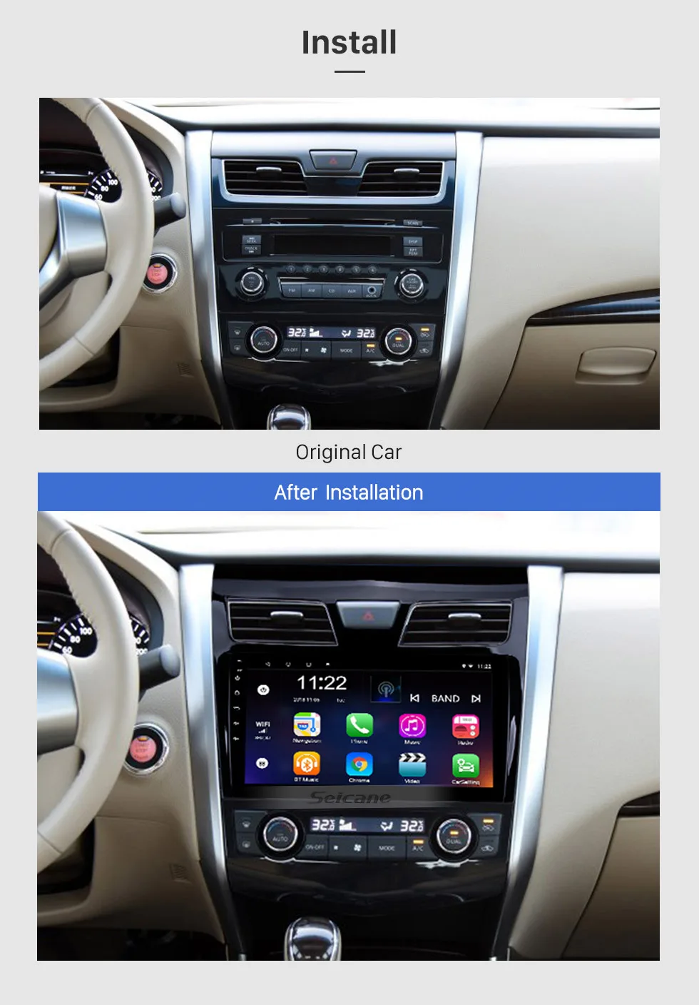 Excellent Seicane Android 8.1 9 Inch Car Radio For 2013 2014-2017  Nissan TEANA 2Din Wifi GPS Multimedia Player Support Bluetooth 8-Core 2