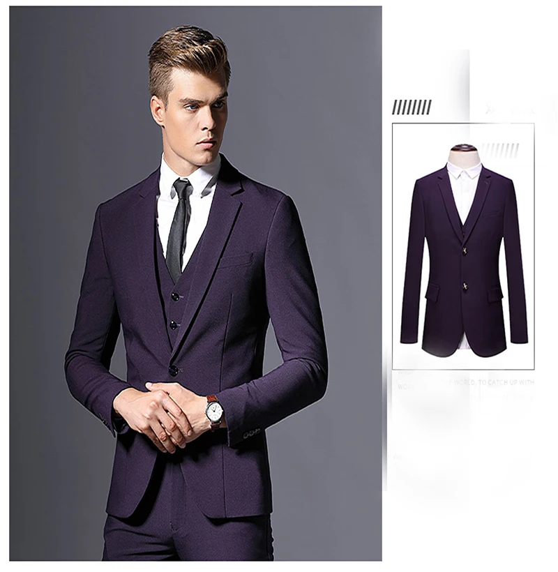 

Business Suits Style Slim Fit for Men Custom Made Weeding Suit Party Prom Dress Suits Professional Fashion 3Pcs Single Breasted