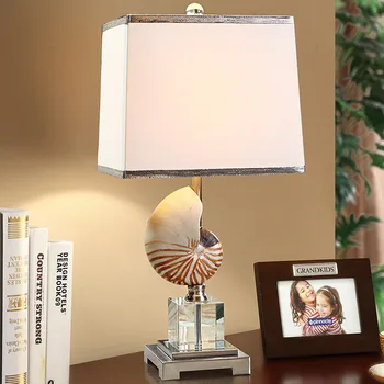 

Tuda Free shipping Crystal Table Lamp Conch Shaped Table Lamp For Bedroom Simple European Bedside Table Lamp