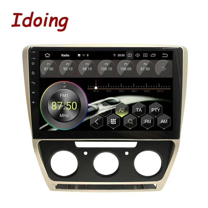Excellent Idoing 10.2"2.5D Android 9.0 Car GPS Multimedia Player For SKODA Octavia 2 2008-2014 A5 Car Navigation Radio Video Audio Player 3