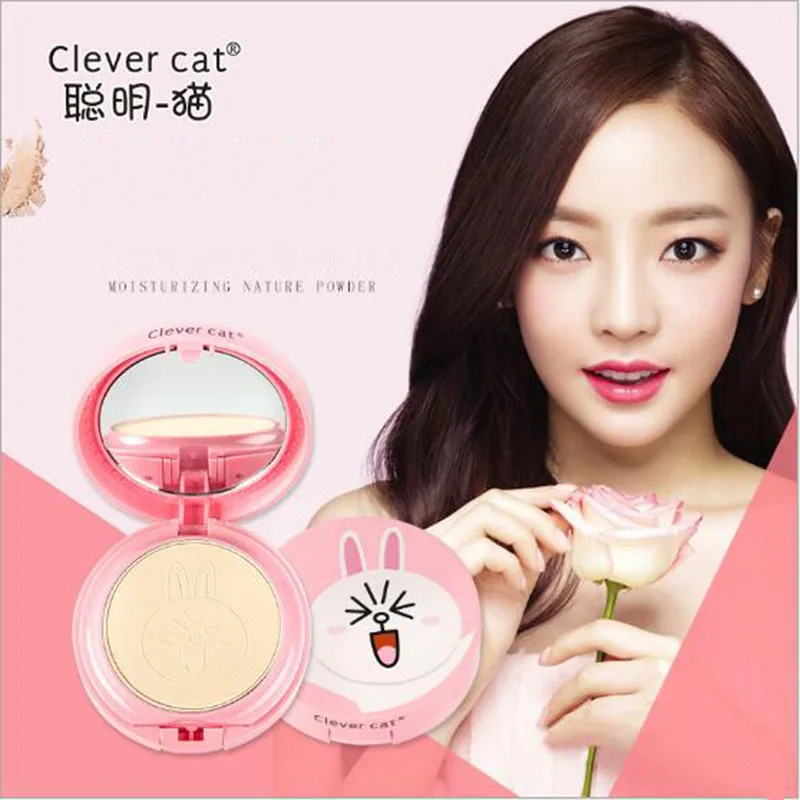 

Brand Clever Cat Cute Cartoon Foundation Waterproof Whitening Shimmer Double Layers Mineral Foundation Powder Make Up Palette