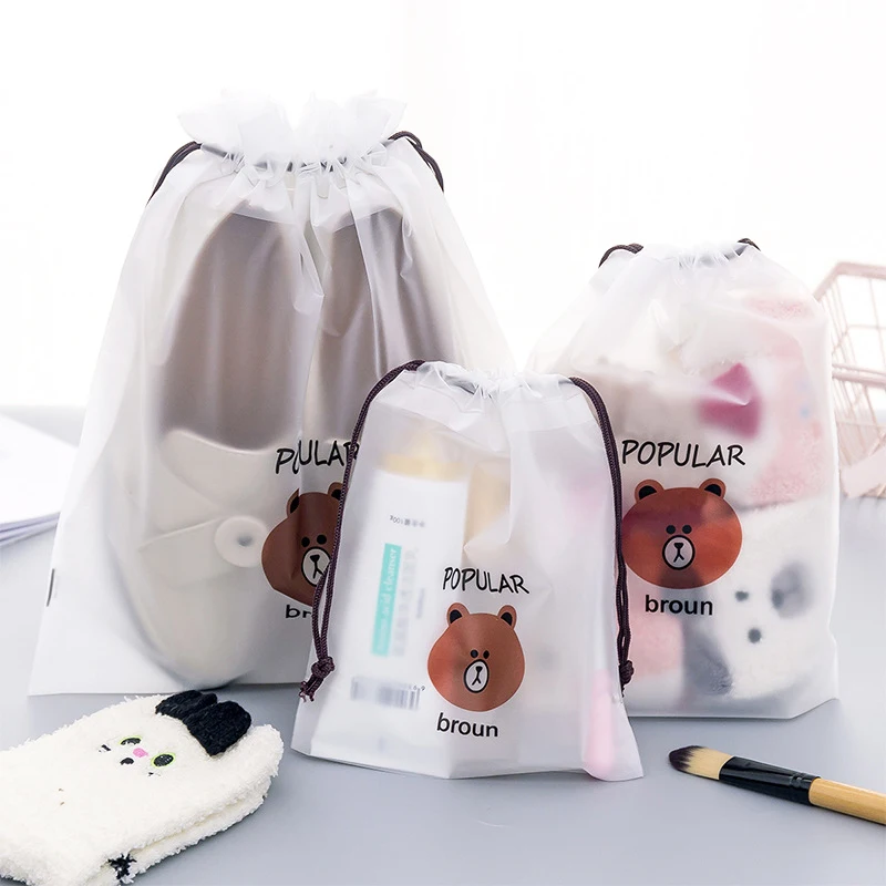 لطيف الدب البني PVC حقيبة مستحضرات تجميل شفافة السفر المنظم كيس التخزين حقائب مكياج الرباط للماء غسل الزينة أطقم