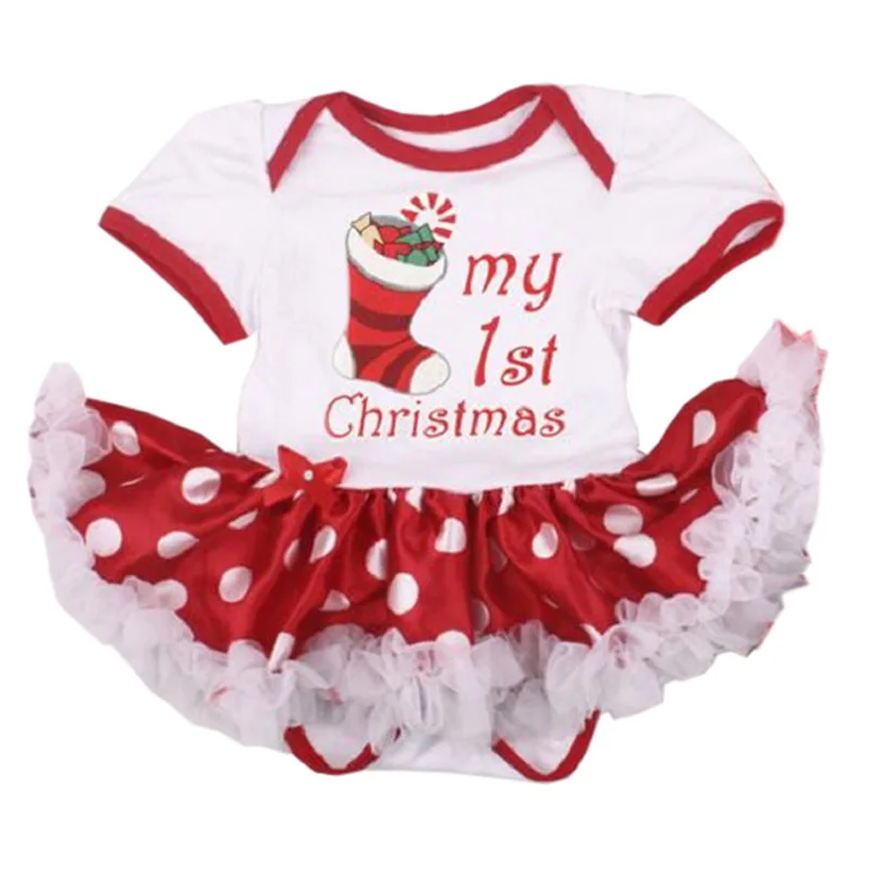 Комплект одежды для новорожденных девочек; платье-пачка на первое Рождество; цельнокроеная одежда для малышей; платье принцессы для дня рождения; Рождественская одежда - Цвет: Красный