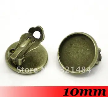 

Antique bronze 300piece 10mm Earring Clips With Round Cameo Cabochon Setting Earring Base Earring Blanks