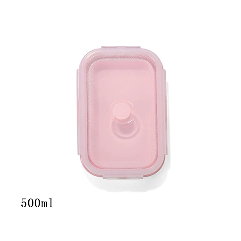 Hoomall Bento Box Microwavable Портативный Пикник Кемпинг Открытый ланч бокс контейнер для хранения еды Силиконовый складной контейнер для обеда - Цвет: 500ml pink