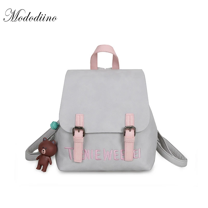 

Mododiino Brand Women PU Leather Backpack Female School Bags For Girls Letter Embroidery Bagpacks Preppy Style Backpacks DNV0590