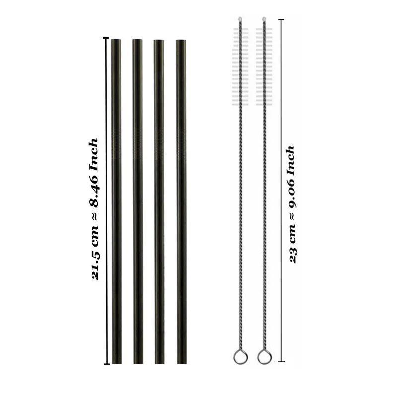Многоразовая пивная соломенная Высокое качество 304 Нержавеющая сталь металлическая соломинка с чистящая щетка для кружек 20/30 унций Кофе Барные аксессуары - Цвет: Black A4