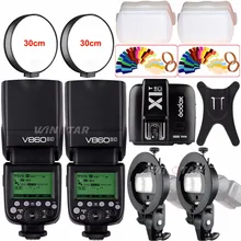 2pcs Godox V860II TTL Speedlite Flash GN60 HSS 1/8000s with Li-ion Battery+X1T-C/N/F/S for Canon Nikon Sony Fujifilm Olympus