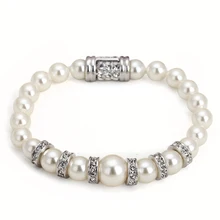 ZHOUYANG ZYH151 de Alta Calidad Chapado En Oro Pulsera de Perlas de Imitación de Oro Blanco Cristales Austriacos Wholesale