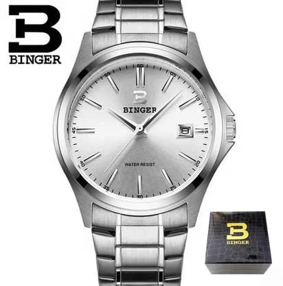 High Quality BINGER Fashion Simple Quartz Watch For Men Brand Casual Leather Wristwatches Relogio Masculino Original Box B-3052M - Цвет: 12