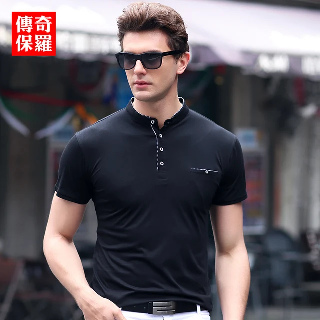Mens Solid Color Polo Shirts Casual 2017 Spring Summer Slim Fit Fashion