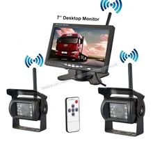 Wireless Dual Backup Cameras Parking Assistance Night Vision Waterproof Rearview Camera With 7" Monitor for RV Truck Trailer Bus