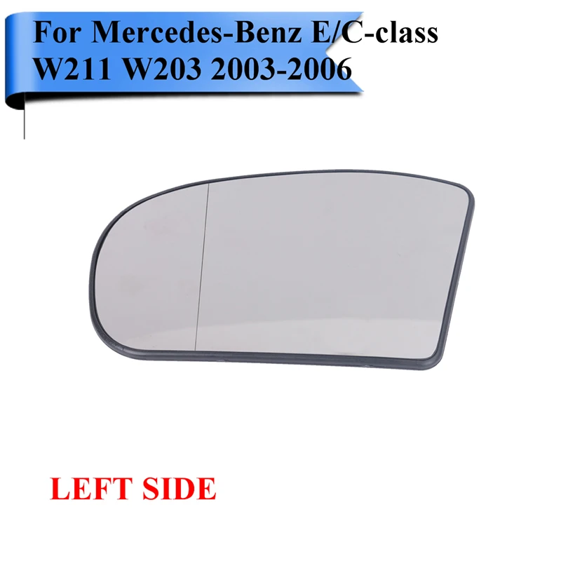 X AUTOHAUX Driver Left Side LH Rearview Heated Mirror Glass for Mercedes E C Class W211 W203 2001-2007 